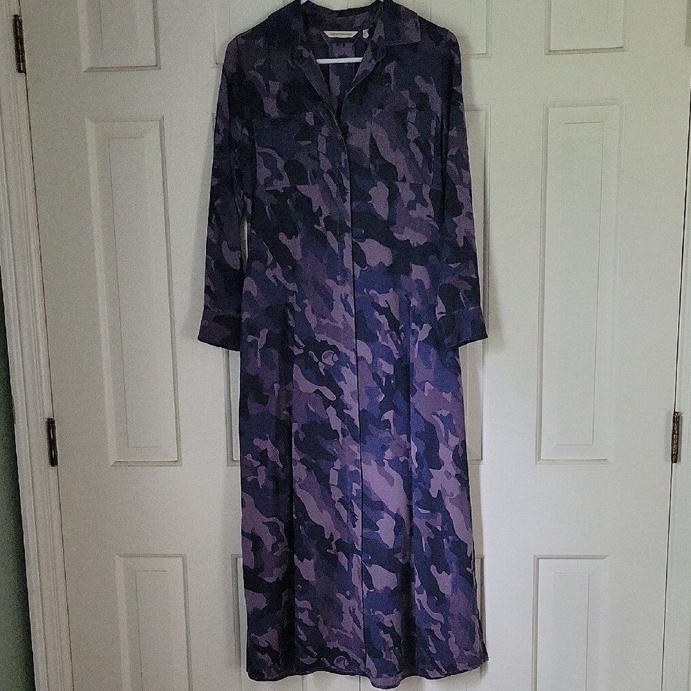 Soft Surroundings Womens Full Button Down Maxi Dress Camo Sz Pxs